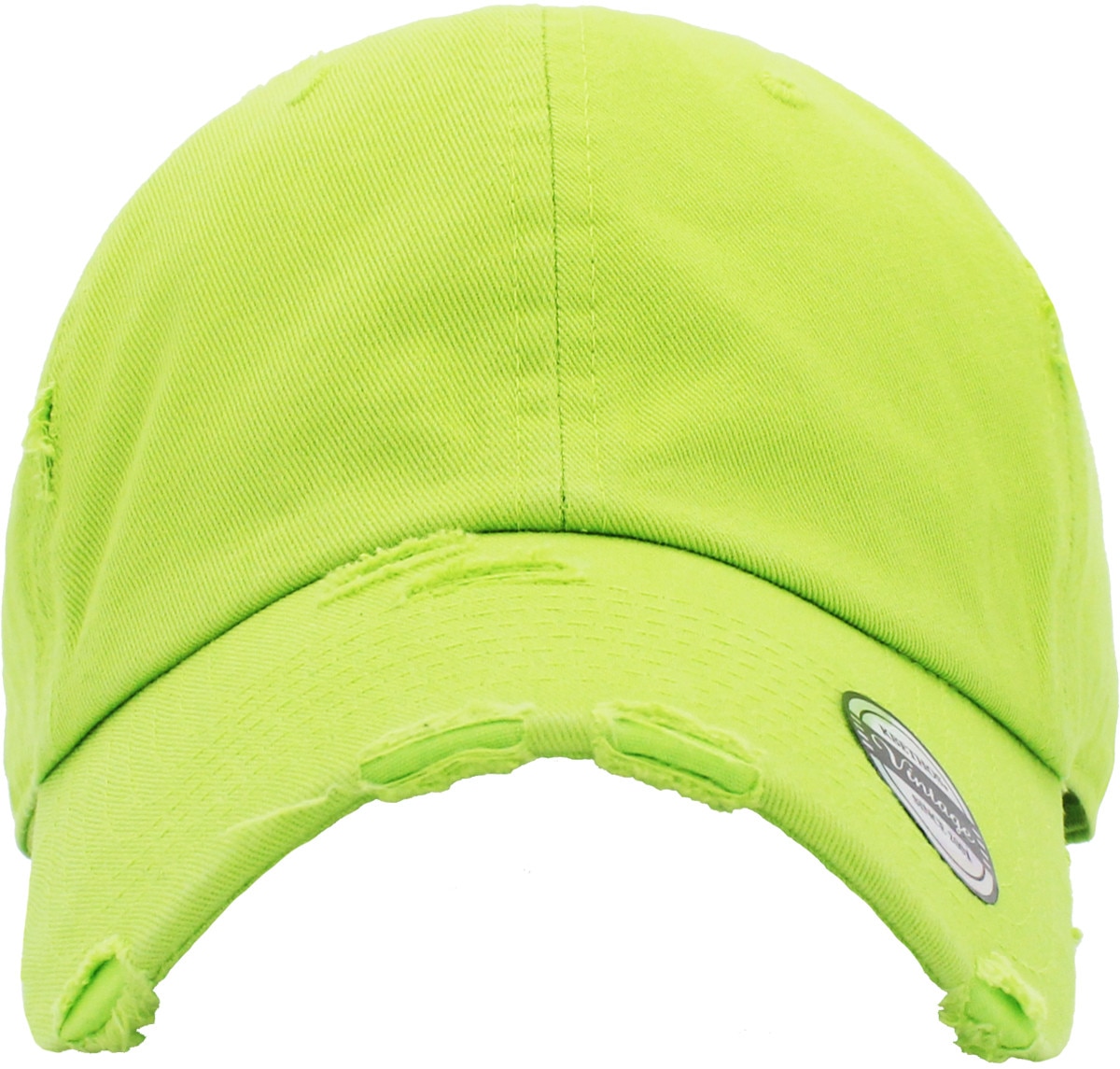 Lime Distressed Vintage Baseball Cap Front View
